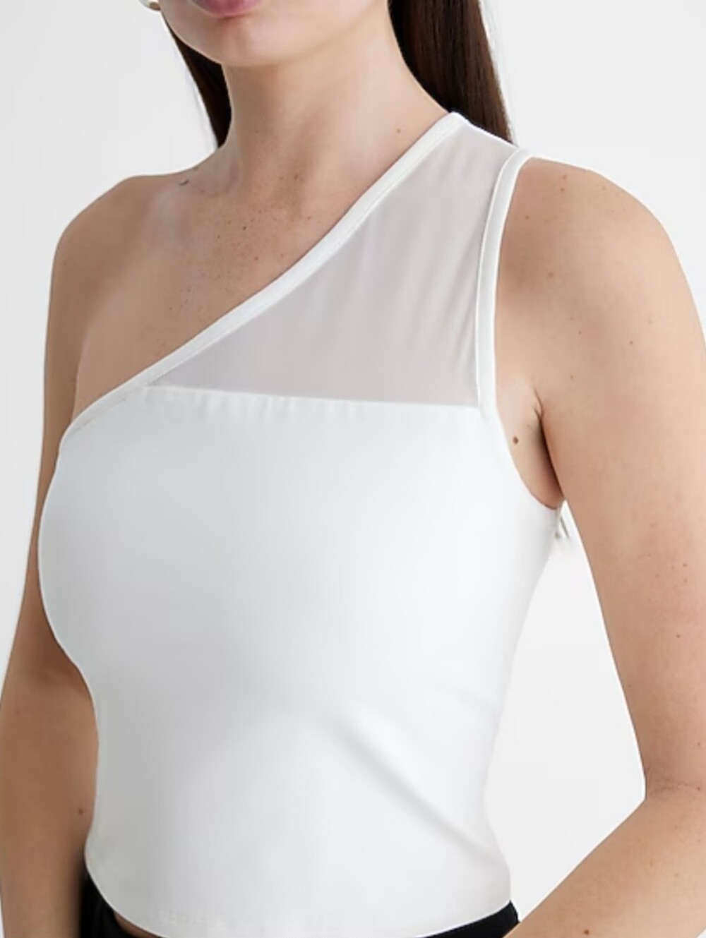 Express Body Contour Stretch One Shoulder Mesh Cropped Tank. NWOT. Size Medium.